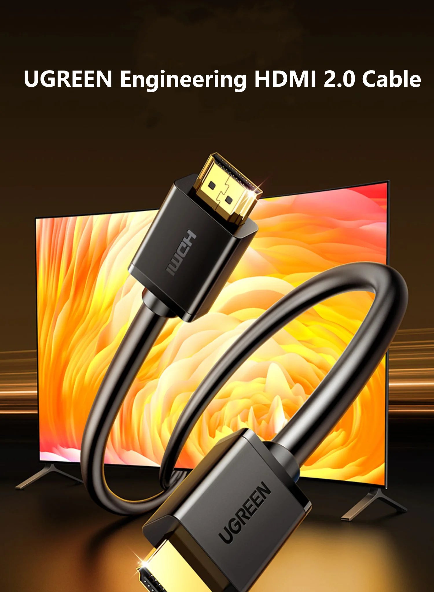 UGREEN Engineering HD-MI 2.0 Black Digital Connecting Cables PVC Material HD-MI Cable Thickened Gold-plated Connector
