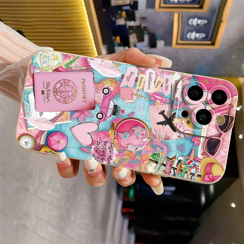 Travel Plane Printed Matte Anti-Drop Phone Case For iPhone 17 16 15 14 13 12 11 Pro Max XS X XR 7 8 Plus 16E 17Air 13 Mini Cover