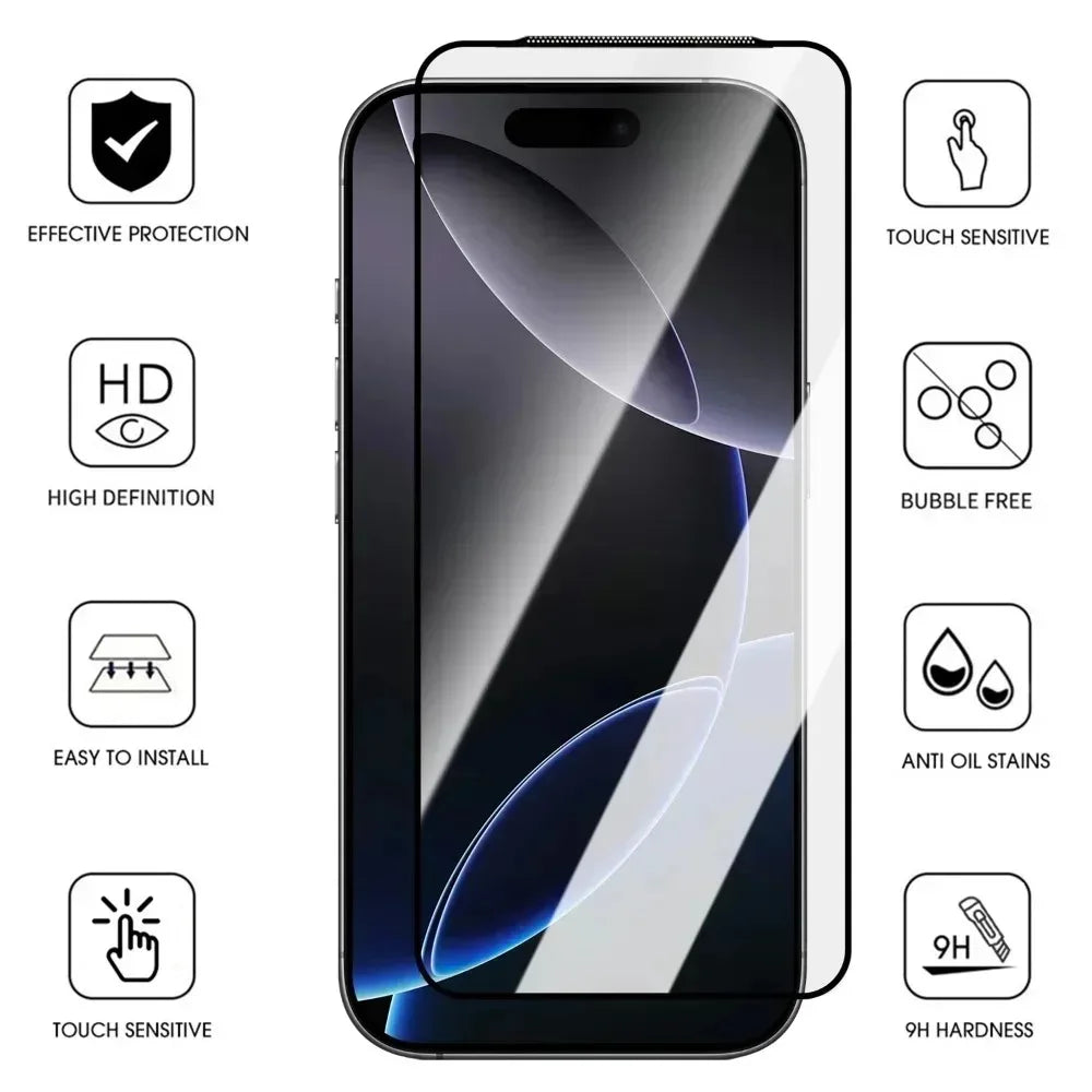 1/2PCS HD Premium Dust Free Tempered Glass for iPhone 17 Pro Max 17 Air 9D Easy Installation Screen Protector Film for IPhone 7