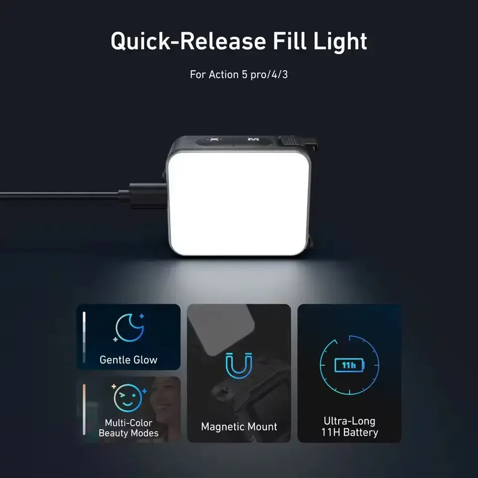 TELESIN Quick Release Fill Lamp Mini Waterproof Selfie Light For DJI OSMO Action 3 4 5 Pro 5pro Action Camera Mini Selfie Light