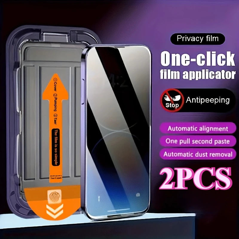 2Pcs Privacy Dust-Free Tempered Glass Screen Protector for iPhone