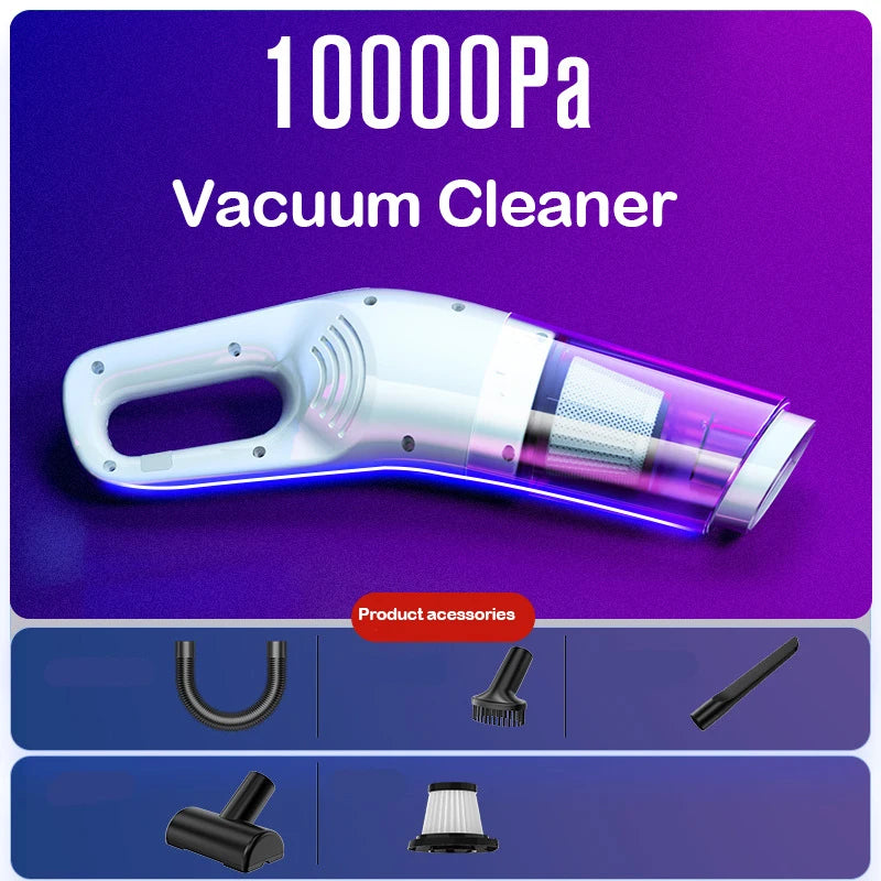LEIBOO 10000PA Car Vacuum Cleaner Mini Portable Wireless Hand held Cleaner for Home Appliance Powerful Cleaning Machine