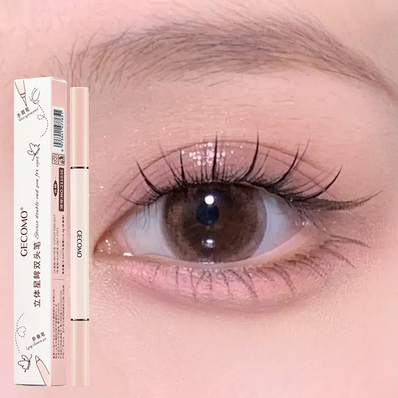 GECOMO 3D Star Eye Double-Head Eyeliner Pen for Makeup retention, waterproof and non-smudging, high-gloss brightening eyeliner p