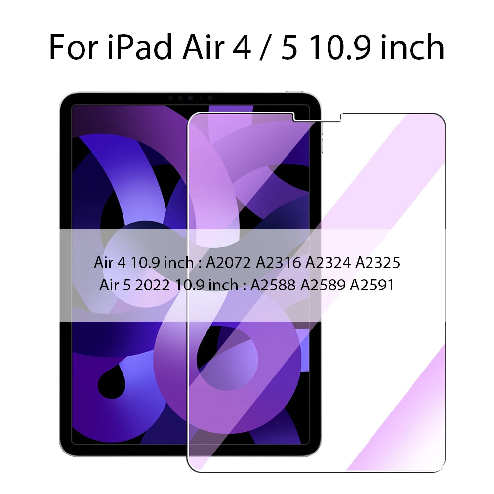 Tempered Glass For Ipad Pro 13 11th M4 12.9 A16 10 9 10th 9th Gen Screen Protector Air 11 5 4 M2 M3 Mini 6 7 A17 Blue Light Film