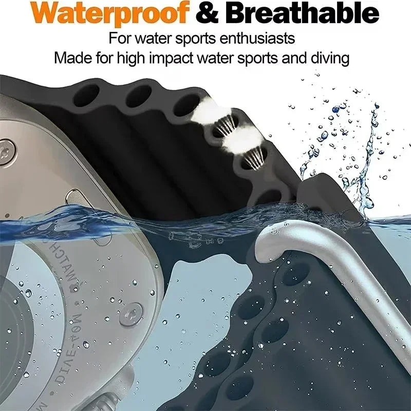 Silicone Ocean band for Apple Watch straps 45mm 46mm 40mm Ultra 2 49mm 44mm 41mm 38-42mm sport bracelet series 10 9 8 7 6 5 4 SE