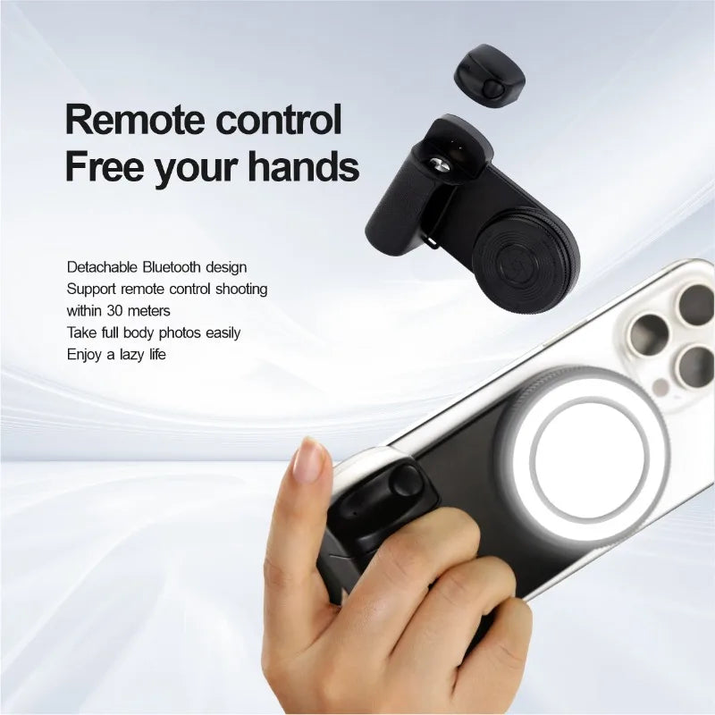 for Magsafe Phone Selfie Fill Light Magnetic Handle 5-step Adjustable Rear Camera Selfie Ring Light Remote Wireless Control