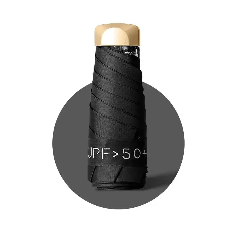 women's UV protection parasol in yellow with UPF 50+ label, designed for sun protection and style.