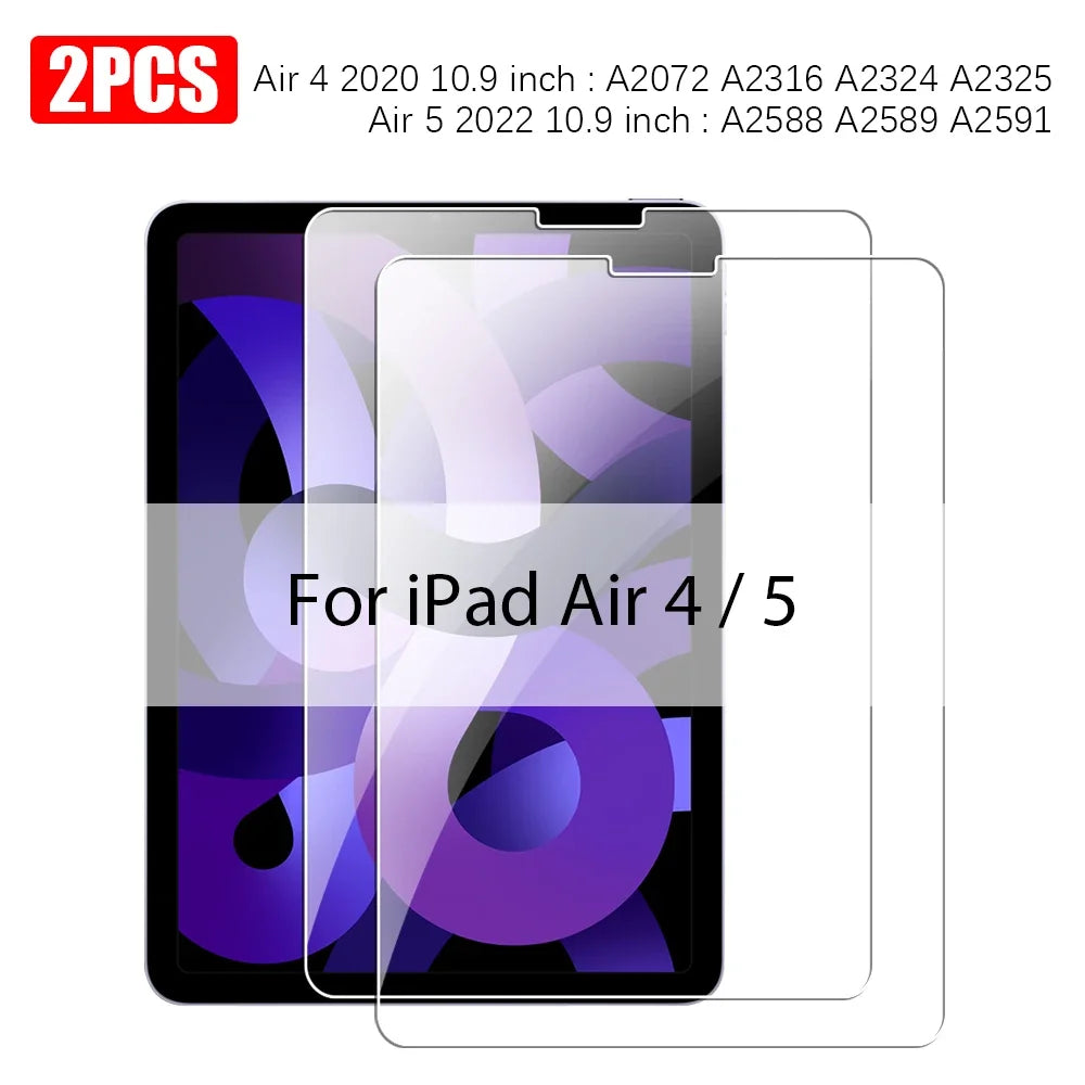 Tempered Glass For Ipad 10 9 9th 10th Generation Air 13 11 5 4 M2 Screen Protector Pro 11 12.9 M4 2024 10.2 10.9 Protective Film