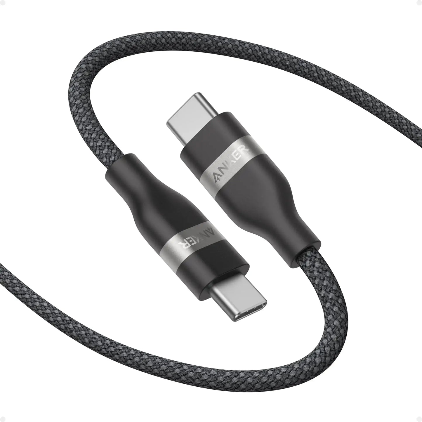 Anker USB-C to USB-C Cable Upcycled-Braided 240W Fast Charging with durable connectors and braided design.