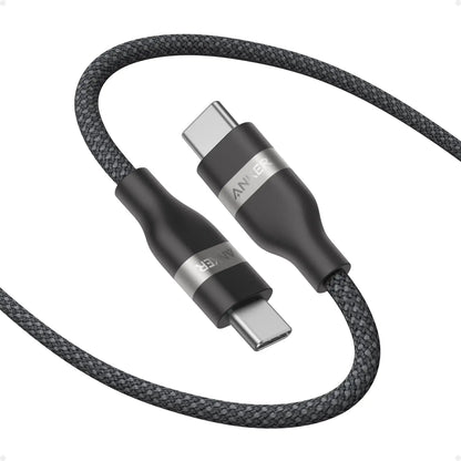 Anker USB-C to USB-C Cable Upcycled-Braided 240W Fast Charging with durable connectors and braided design.
