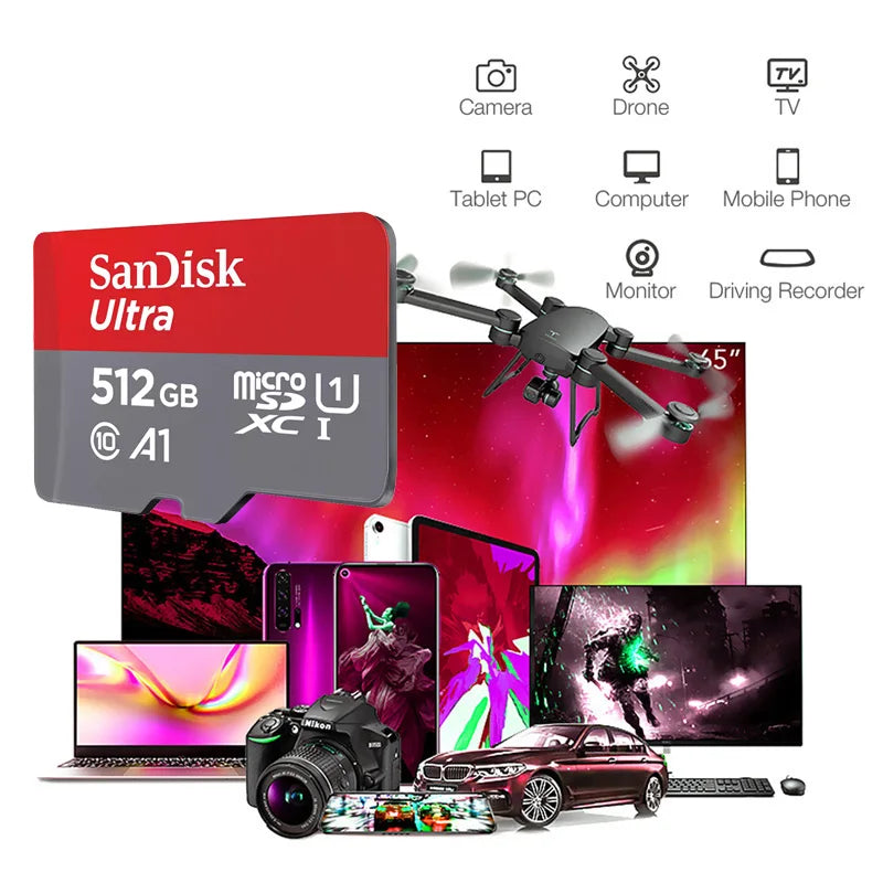 SanDisk Memory Card 64GB 32GB Micro SD Card Class 10 128GB 512GB 256GB Ultra A1 SDHC/SDXC UHS-I  120MB/s-150MB/s TF Cards