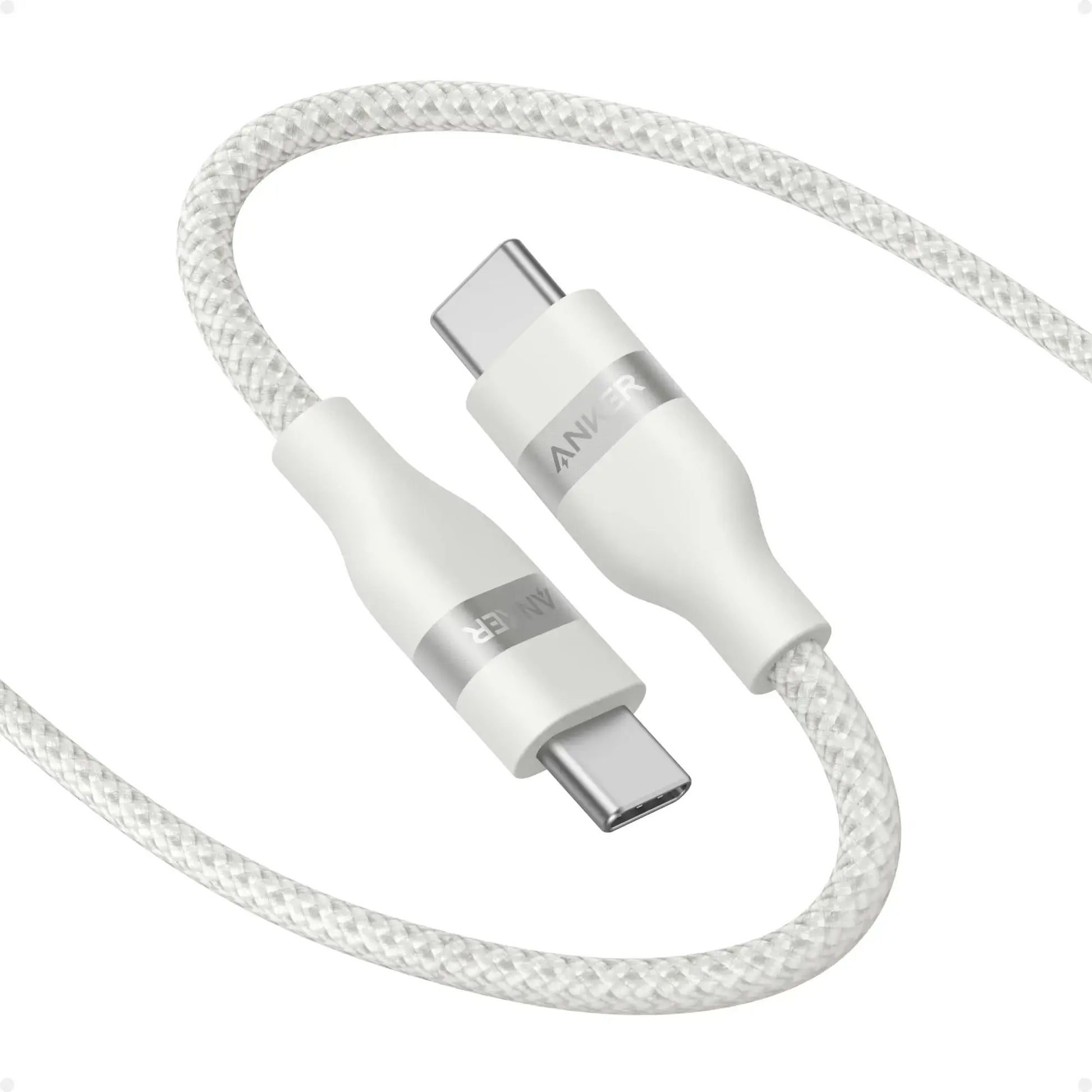 Anker USB-C to USB-C Cable Upcycled-Braided 240W Fast Charging close-up view for premium connectivity.