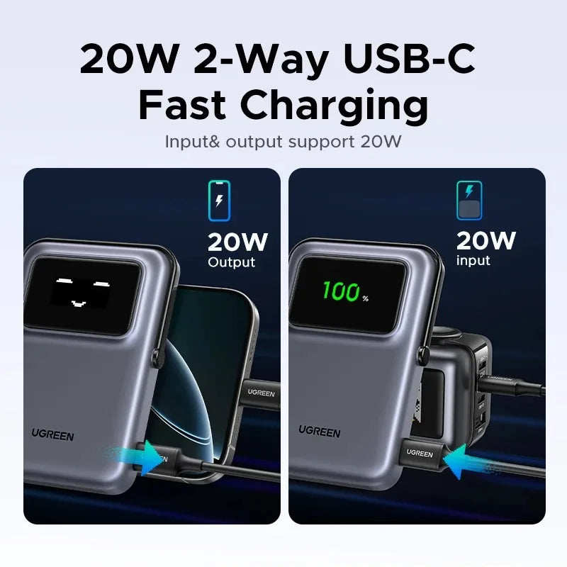 UGREEN 10000mAh high-capacity Wireless PowerBank 20W Magnetic power bank for iPhone16 15 Samsung XIAOMI Outdoors Portable Batte