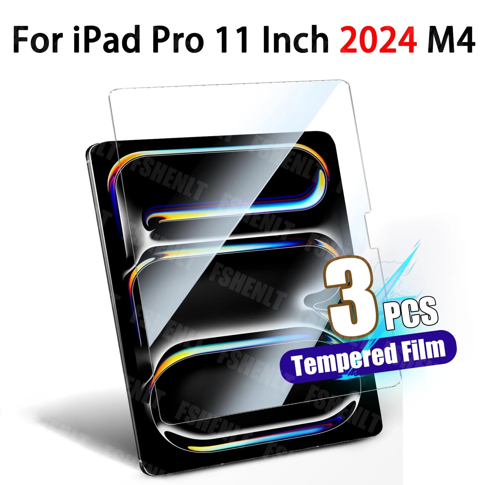 Screen Protector for iPad Pro 11 Inch 2024 M4 Premium Tempered Glass 9H Hardness Anti-Scratch Bubble-Free Protective Film