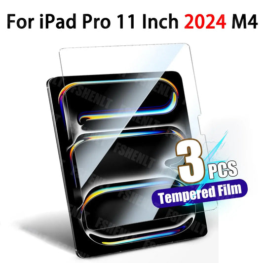 Screen Protector for iPad Pro 11 Inch 2024 M4 Premium Tempered Glass 9H Hardness Anti-Scratch Bubble-Free Protective Film