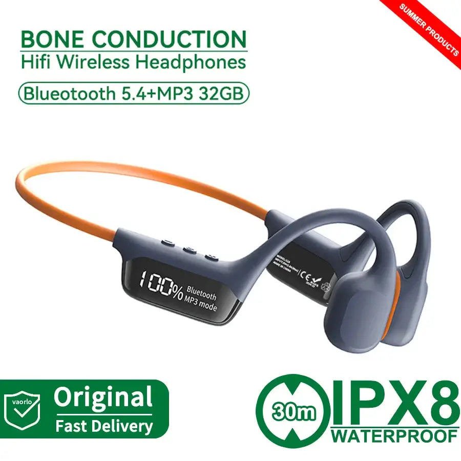 Écouteurs à Conduction Osseuse Bluetooth 5.4 Écouteurs sans Fil Étanche IPX8 pour la Natation et le Sport, avec Lecteur MP3 et 32 Go de RAM