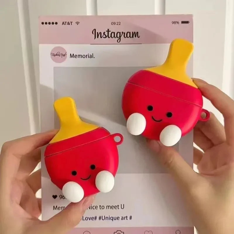 For Airpods 1 2 Pro 3 Individuality Cute White Cartoon with Earphones Hook up Anti-Drop Earphone Case For Airpods Pro 2 Shell