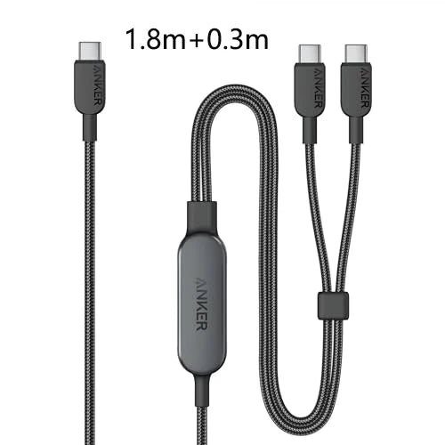 Anker USB C Cable 4ft 2-in-1 140W Max Fast Charging for iPhone 15 Series, Samsung, MacBook,and More (USB 2.0, Braided)