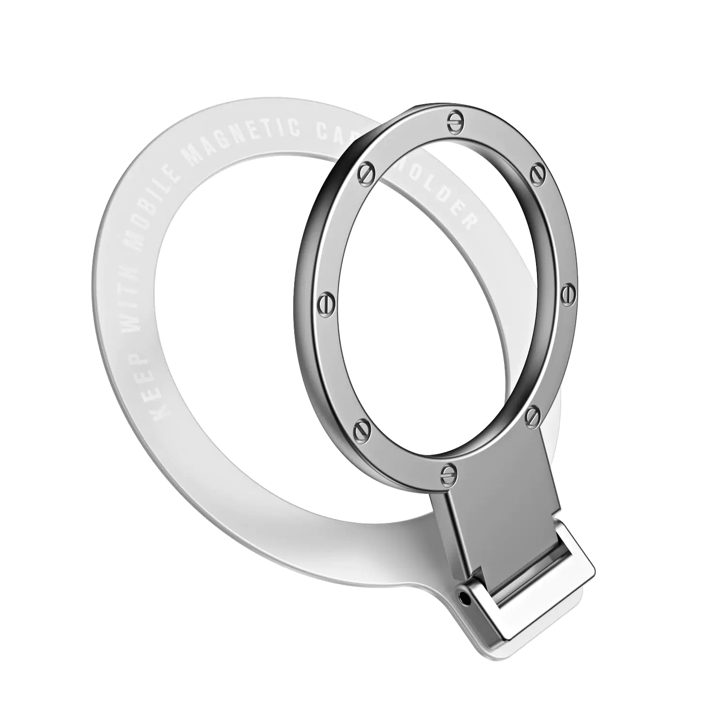 JCHIEN Phone Ring Holder for MagSafe Ring - Ultra-Thin (0.3mm) for MagSafe Sticker & Cell Phone Ring Grip Finger Kickstand Compatible with iPhone Samsung Accessories - Silver
