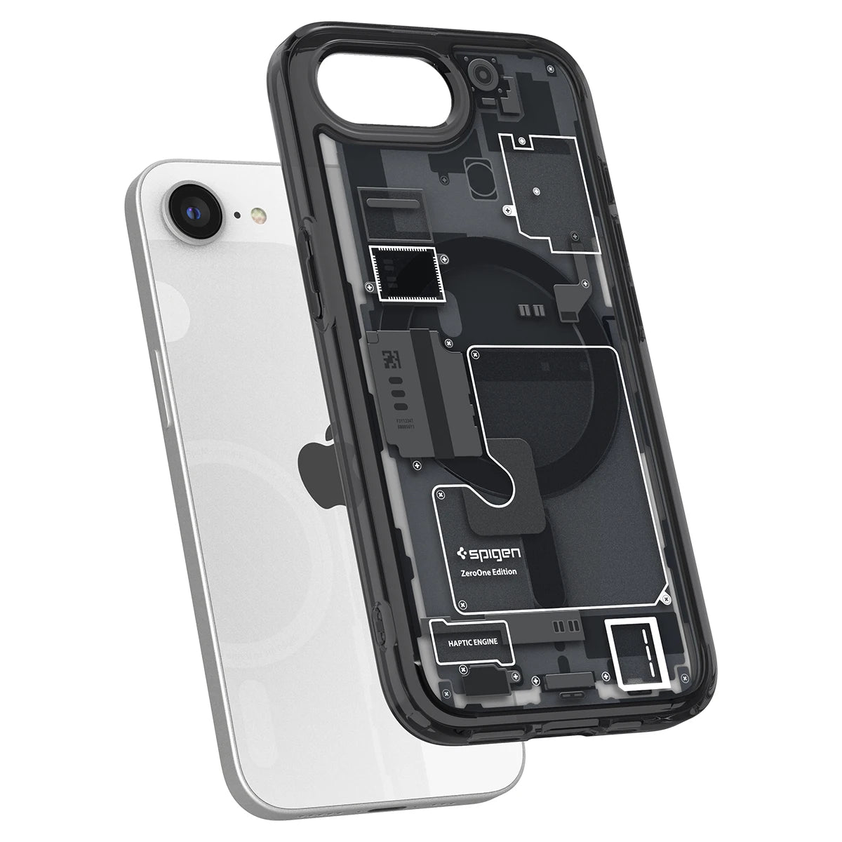 Spigen Ultra Hybrid MagFit Zero One MagSafe Case for iPhone 16e (2025) – Futuristic Transparent Tech Design