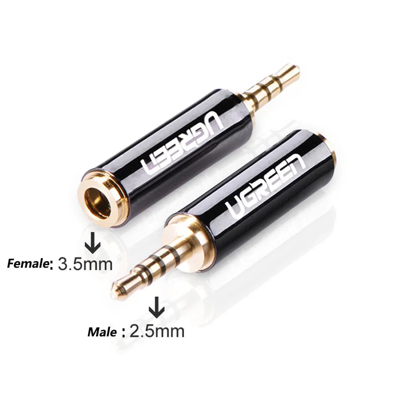Ugreen 2.5mm to 3.5mm Adapter 2.5mm Male to 3.5mm Female Converter Gold Plated Jack Stereo Full Metal Connector
