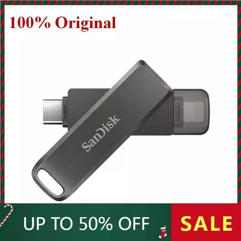 SanDisk OTG iXpand Flash Drive Luxe iX70 Pendrive Type-C & Lightning USB 64GB 128GB 256GMetal Memory Stick for iPhone Mac Laptop