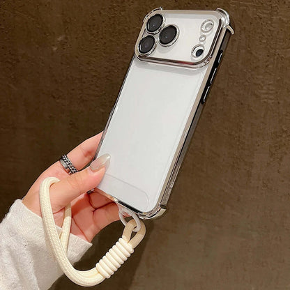 Coque de téléphone antichoc transparente de luxe avec cordon bonbon pour iPhone 17 Pro Max 17 Pro 17 Air avec dragonne