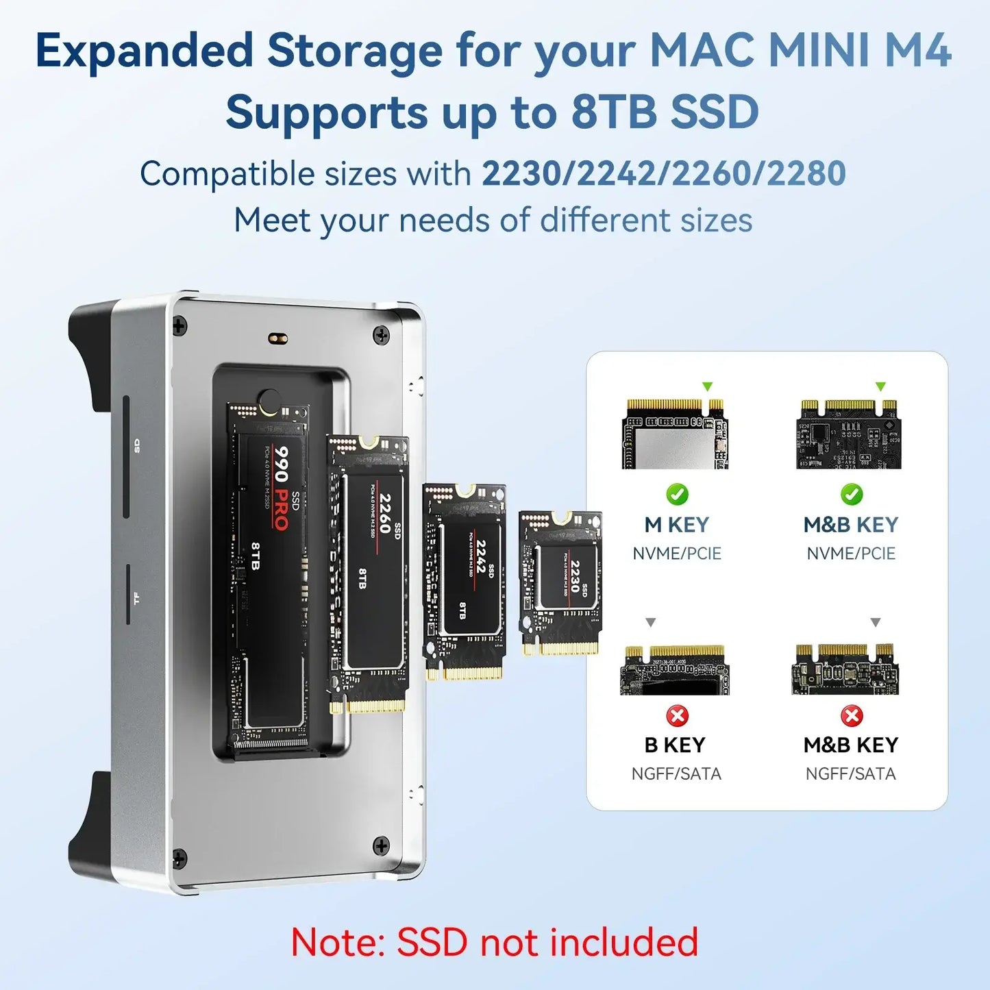 acasis 8 in 1 mac mini dock and ssd enclosure front view