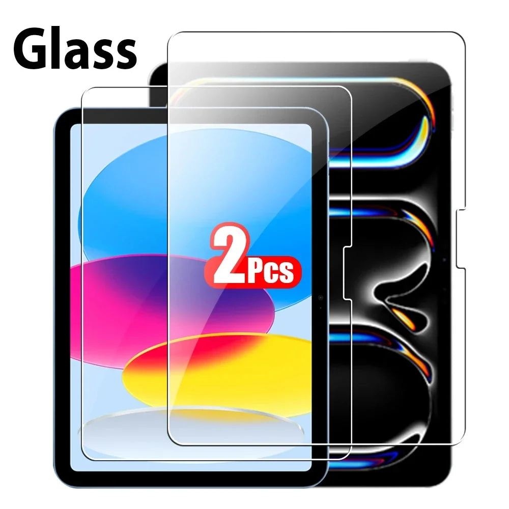 2PCS Tempered Glass Screen Protector For iPad A16 Air 13 11 5 4 M3 2025 Pro 12.9 12 9 M4 M2 10th 9th 7th Gen 10.2 Mini 6 7 Film