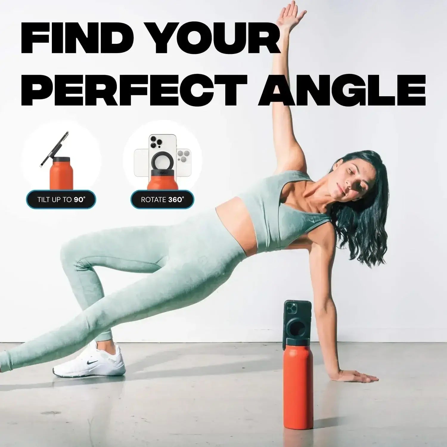 Water Bottle with Magnetic Phone Holder and Built-in Stand Perfect Gym Workouts Outdoor Adventures and Travel