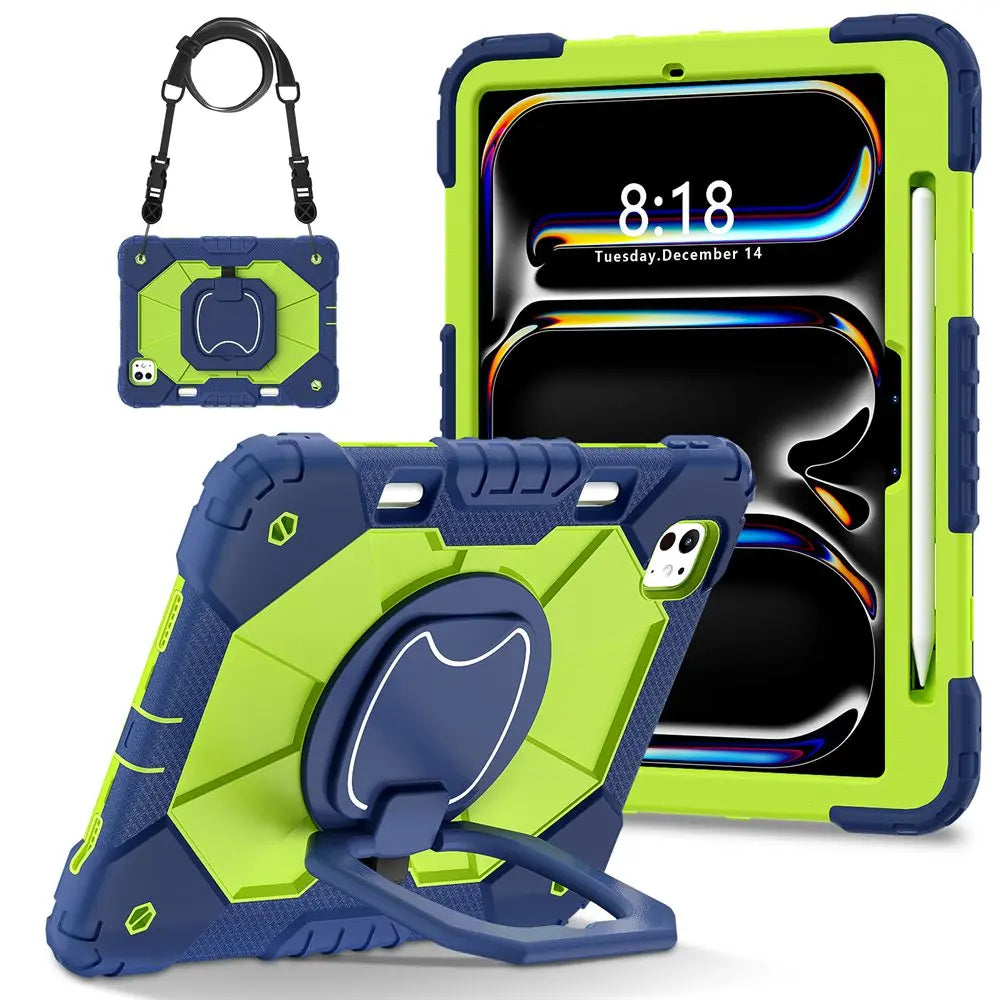 For ipad Pro 11 inch 2024 M4 A2836 A2837 A3006 Case Kids Tablet cover Silicone +PC case for Apple iPad PRO 11" 2024 + strap