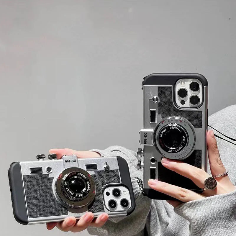 Emily In Paris 3D Retro Camera Leather Case for IPhone 11 13 14 15 Pro Max 12 Mini XS XR X 7 8 Plus SE 2022 IPones Accessories