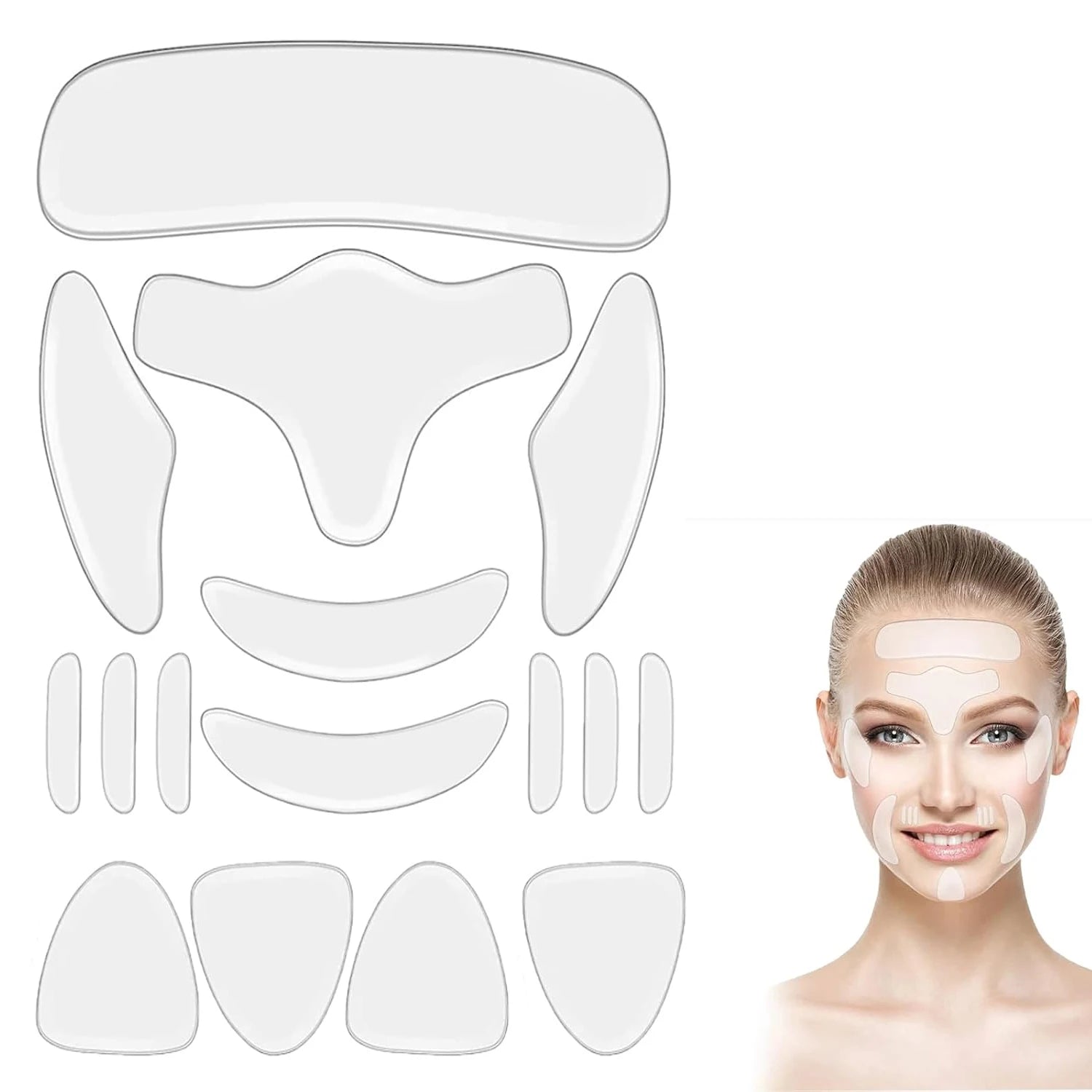 Reusable Silicone Anti Wrinkle Patches Set Facial & Neck Wrinkle Patches for Overnight Use Forehead Smile Liness Paches