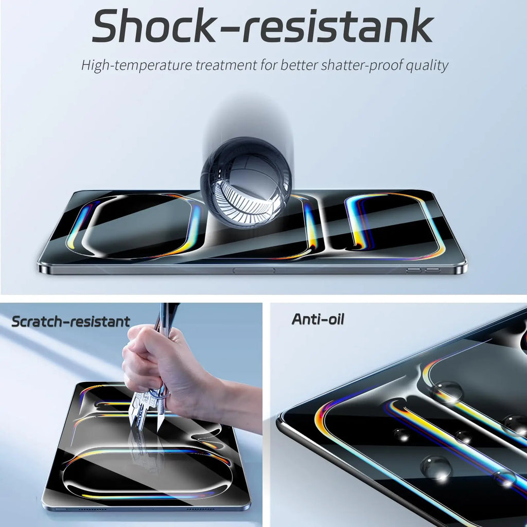 Screen Protector for iPad Pro 11 Inch 2024 M4 Premium Tempered Glass 9H Hardness Anti-Scratch Bubble-Free Protective Film