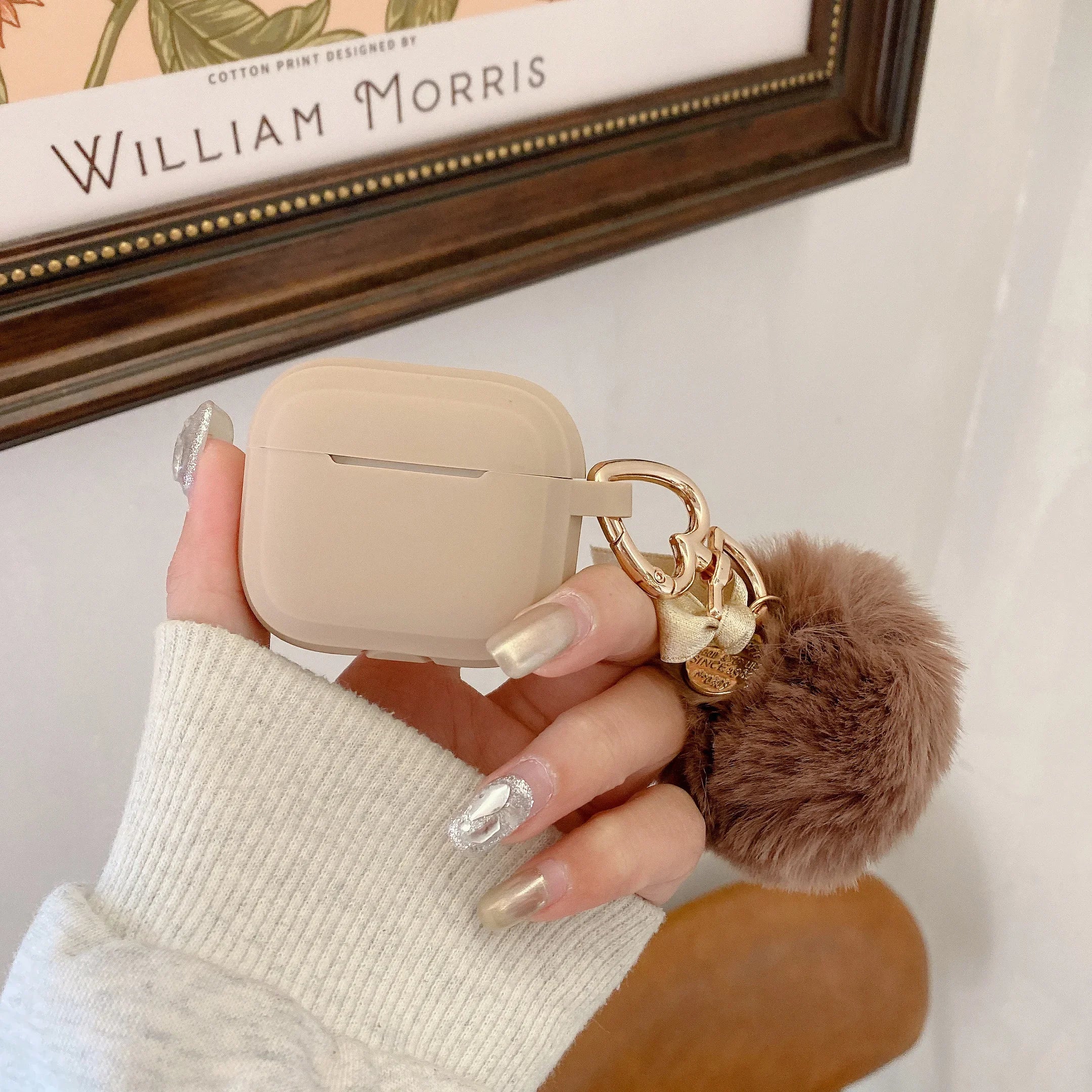 Matte Brown Soft Silicone Earphone Case Teddy Plush Bear Pendant Bracelet For Air pods 4 Charging Box For Airpods 4 1 2 3 Pro 2