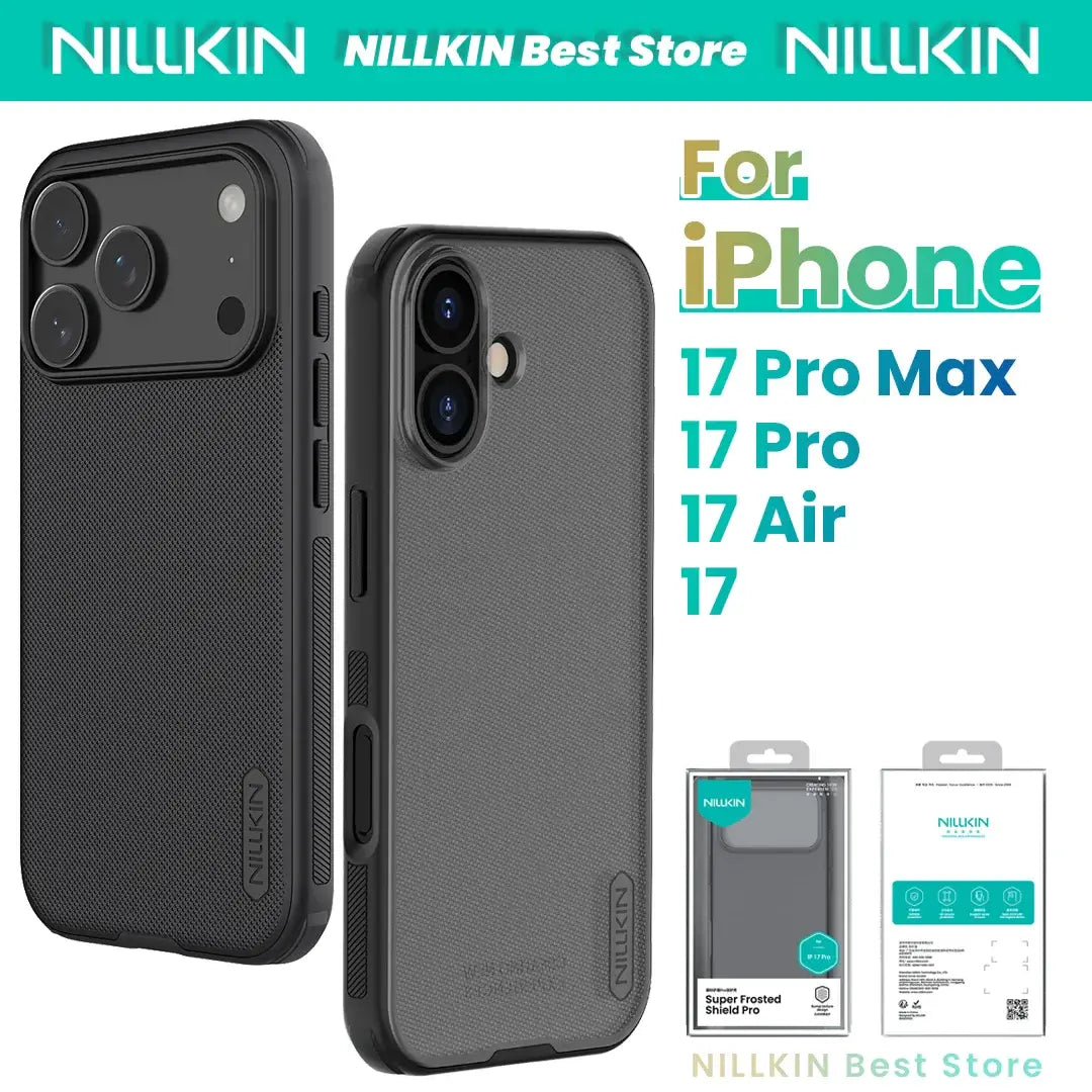 Nillkin Super Frosted Shield Pro Case Transparent Black for iPhone 17, 17 Pro, and 17 Pro Max – Shockproof Frosted Protective Cover
