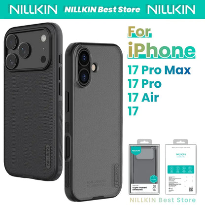 Nillkin Super Frosted Shield Pro Case Transparent Black for iPhone 17, 17 Pro, and 17 Pro Max – Shockproof Frosted Protective Cover