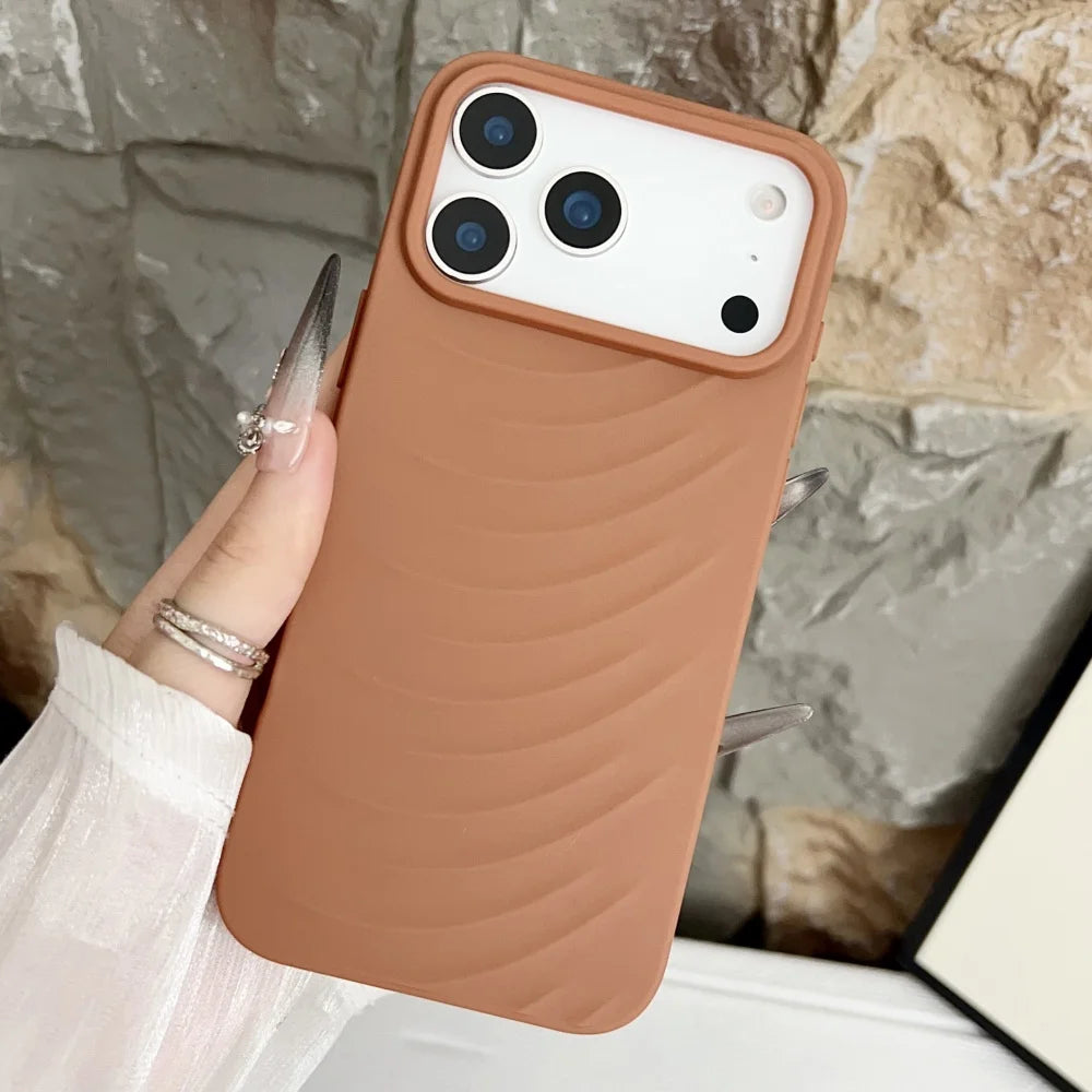 Soft Silicone 3d Water Ripple Case For iPhone 17 Air 16 15 14 13 12 Pro Max 17Pro 17PROMAX Luxury Frosted Shockproof Armor Cover