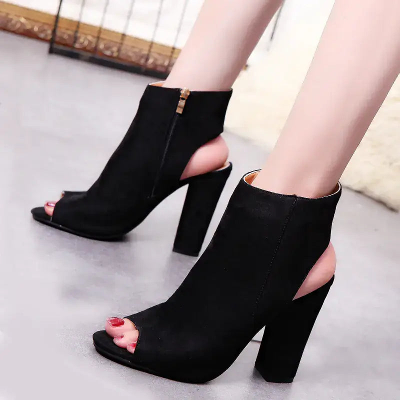 Trendy High Heel Peep Toe Ankle Boots for Women
