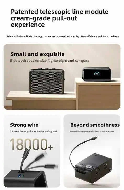 Anker Nano 100W Charging Station 7-in-1 USB-C Power Strip with 2 Anker InstaCord Retract le C le Fast Charging for iPhone