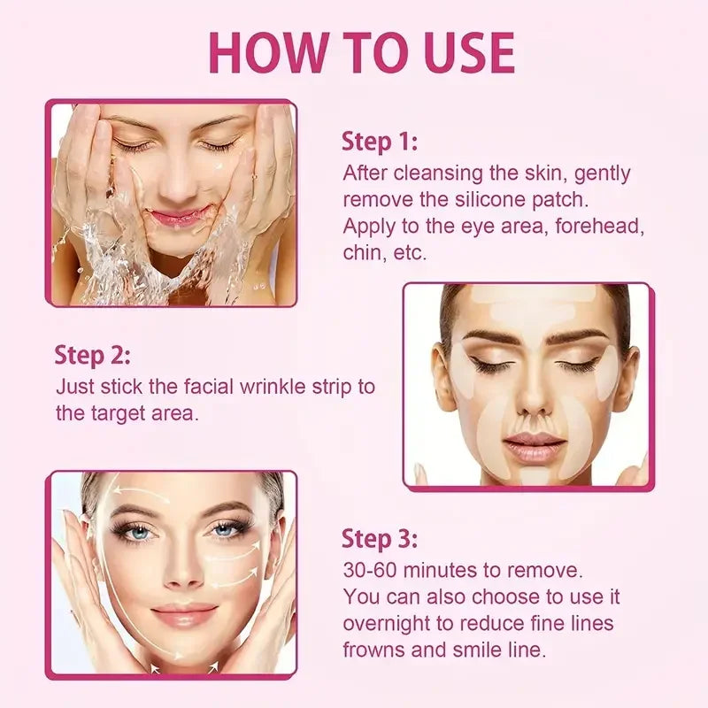 Reusable Silicone Anti Wrinkle Patches Set Facial & Neck Wrinkle Patches for Overnight Use Forehead Smile Liness Paches