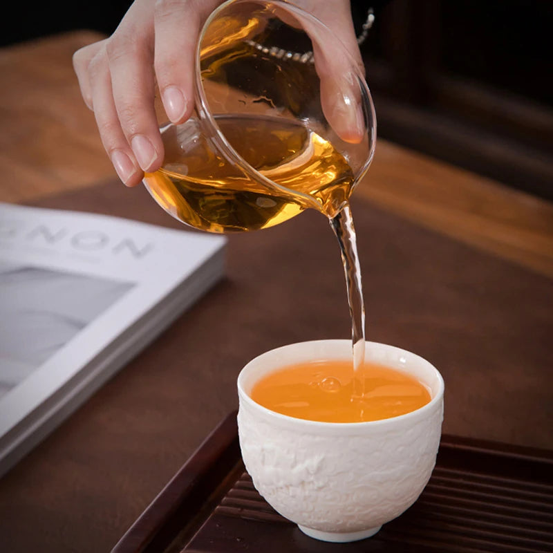 150ml Teacup Jade White Porcelain Cup Heart Sutra Cup Baifu Cup Ceramic Tea Set Supplies Living Room Coffee Table Decoration