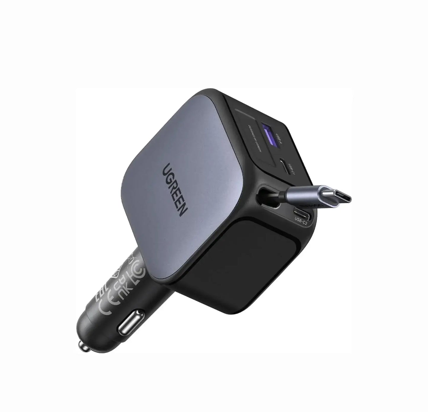 UGREEN 145W 3C1A Retractable Car Charger front view Techs Park