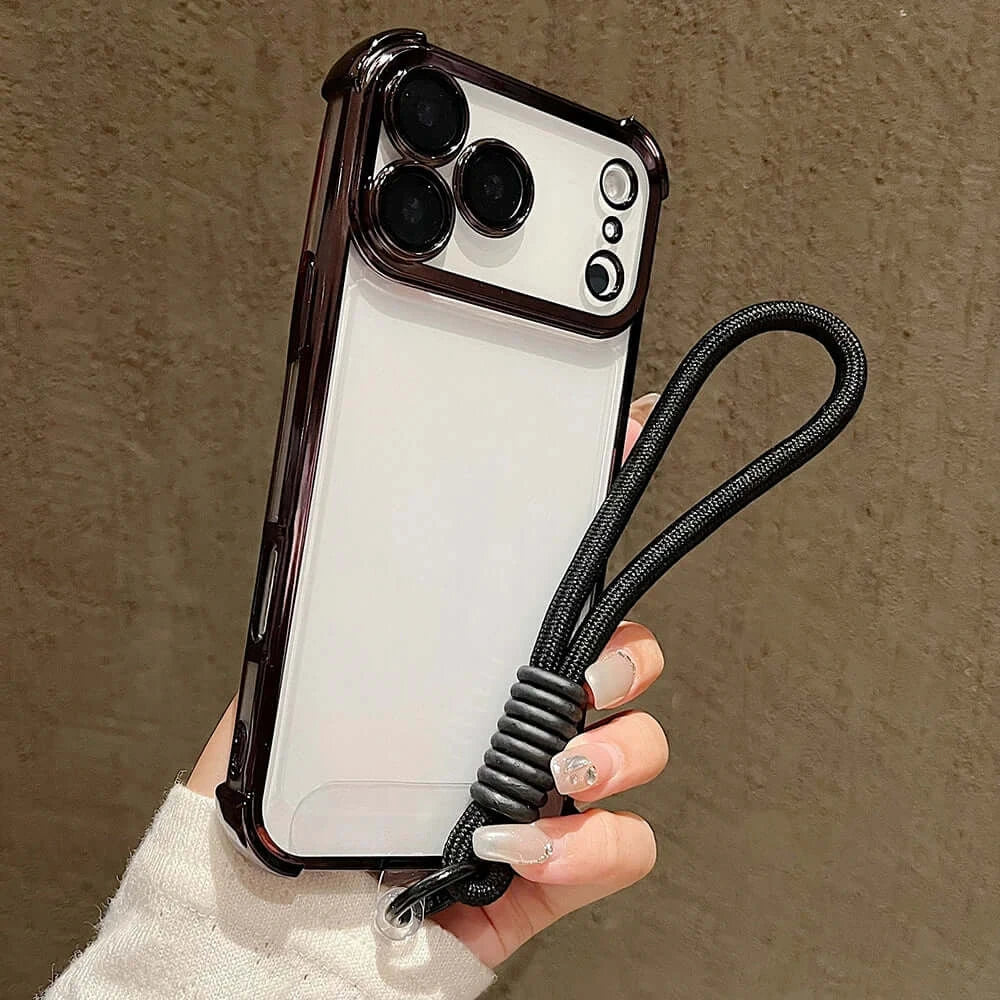 Coque de téléphone antichoc transparente de luxe avec cordon bonbon pour iPhone 17 Pro Max 17 Pro 17 Air avec dragonne