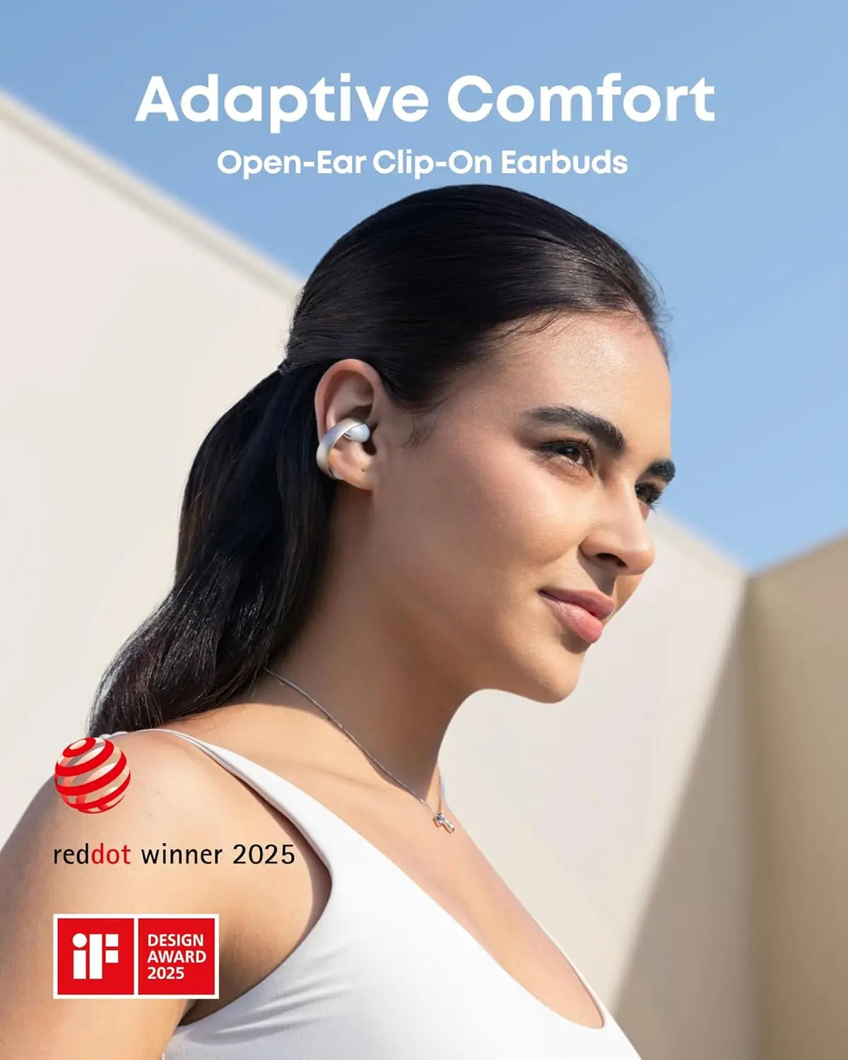 Soundcore AeroClip by Anker, Open-Ear Earbuds, Clip-On Headphones, Adaptive Comfort, Clear Calls with 4 Mics and AI, Stable Fit