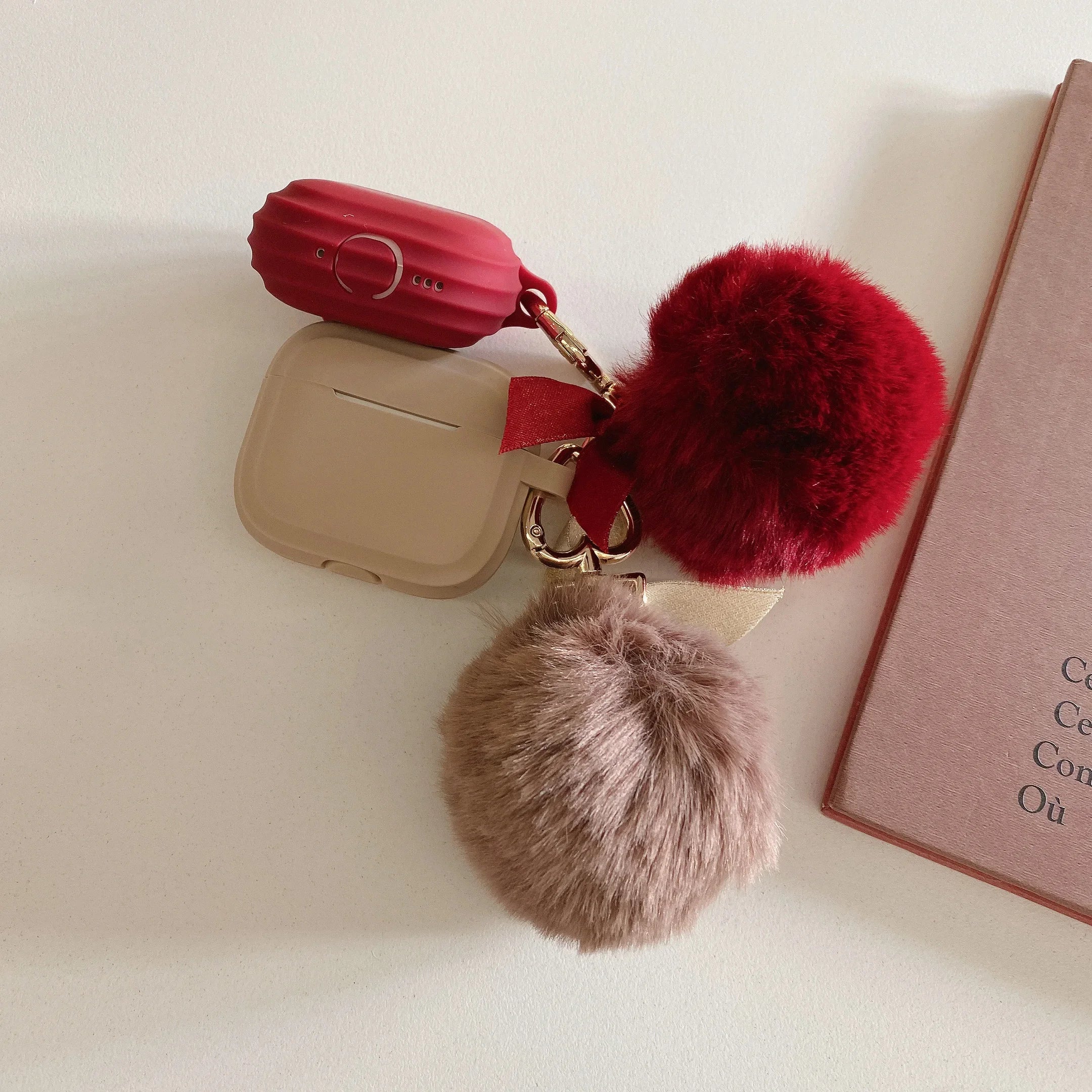 Matte Brown Soft Silicone Earphone Case Teddy Plush Bear Pendant Bracelet For Air pods 4 Charging Box For Airpods 4 1 2 3 Pro 2