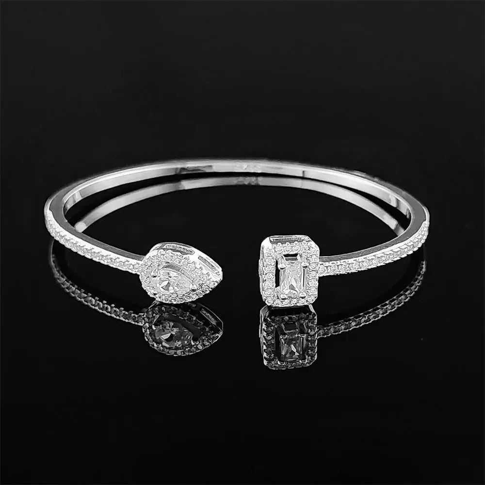 2025 Trendy Snake Punk Pear Shape Silver Color on Hand Adjustable Open Bangle for Women Anniversary Gift Jewelry Wholesale S5214