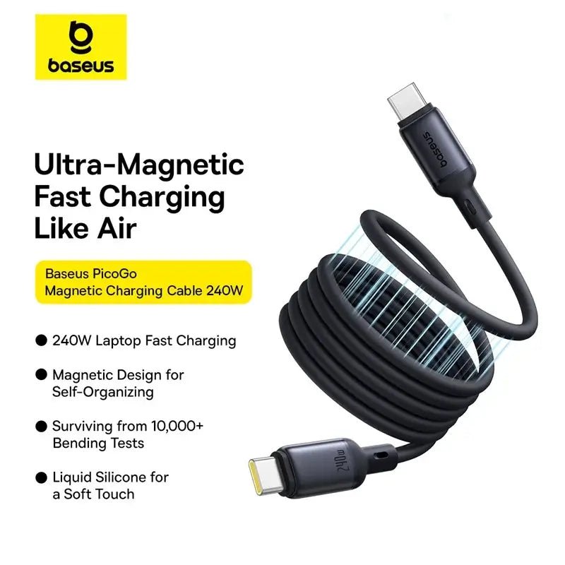 Baseus Picogo 240W USB-C Cable – Magnetic Fast Charger
