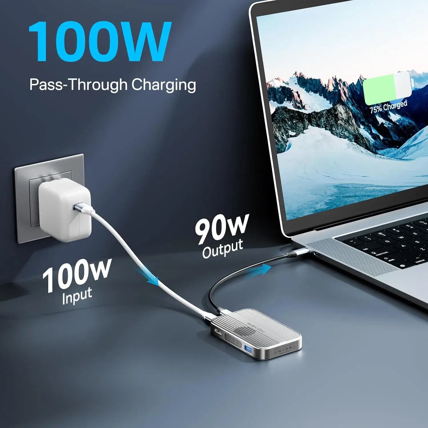 Acasis 10 Gbps Magnetic M.2 NVMe SSD Enclosure – USB-C Dock 4 K Hub with 100W Pass-Through Charging.