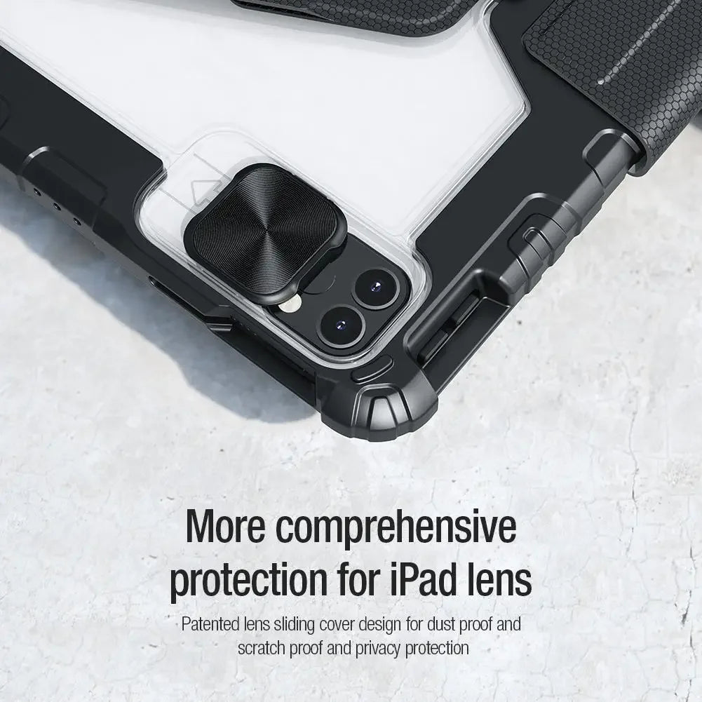 Nillkin Armor Bumper Slide Camera Magnetic Flip Leather Case for iPad Pro 2020 2021 2022 Air 4 5 10.2 10.9 11 12.9 Lens Cover